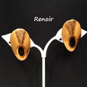 Renoir Copper Clip On Earrings Mid Century Modern 1950s Vintage Jewelry